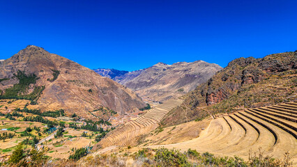 ANCIENT INCA TERRACES OF PISAC, SACRED VALLEY OF PERU