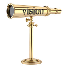 Golden Telescope with Vision Text on the Lens