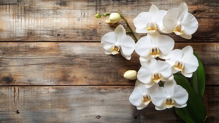 Wooden background with orchid.