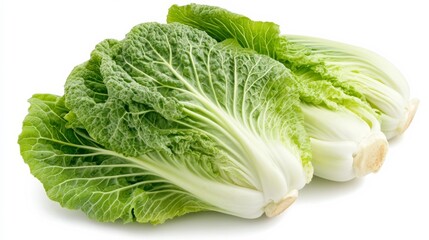 Single ripe purple Napa cabbage on white.