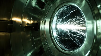 HighTech Energy Portal Futuristic Metal Door with Lightning Effects
