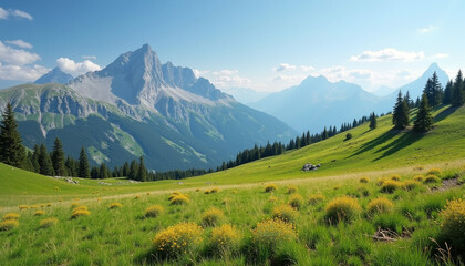 Fototapeta premium alpine meadow in the alps