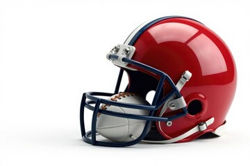 Fototapeta premium American football helmet and ball, white background, win, sports gear