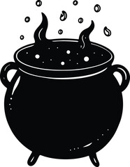 bubbling green witch cauldron vector art.