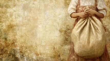 A child with a burlap bag