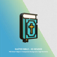 Easter Bible 3D Render with Cross Symbol