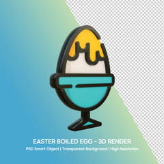 Easter Boiled Egg 3D Render with Transparent Background