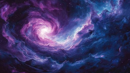 Cosmic Nebula Swirling Purple and Blue Galaxy
