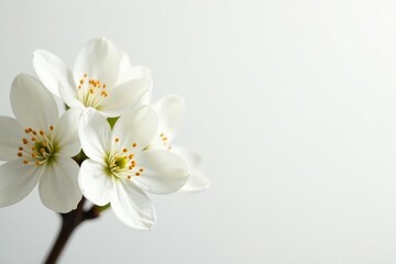 Delicate white blossoms against pure white backdrop, bridal, wedding