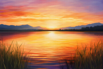 Serene Dawn: The Peaceful Interplay of Light and Landscape Captured at Sunrise