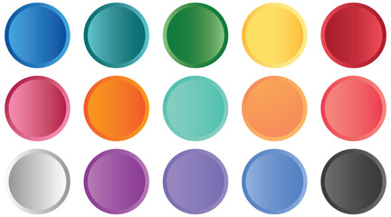 Square and circle glossy colorful web ui buttons, Web vector push button, shiny square and circle isolated on white background, Vector empty round button collection.