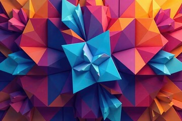 Geometric shapes in vibrant colors, creating a dynamic repeating design, pattern, digital, squares
