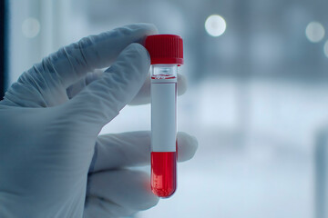 Collection of blood sample in laboratory for medical testing in sterile environment