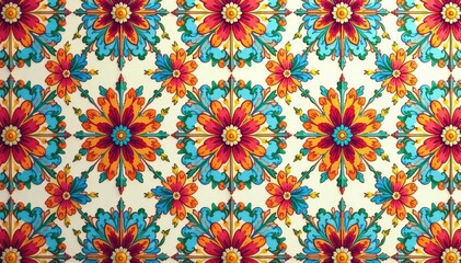 Intricate floral damask wallpaper, repeating design, fabric, textile