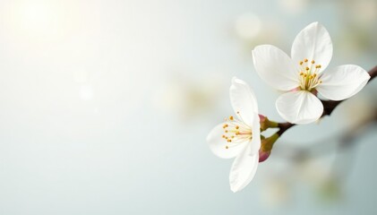 Delicate white blossoms against pure backdrop, soft, design, image