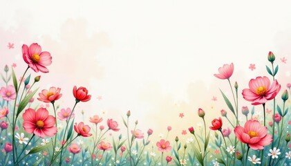 Obraz premium Delicate watercolor wildflowers, soft pastel hues , delicate, floral design, wallpaper