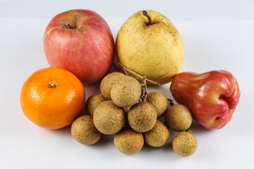  Fresh Assorted Fruits Including Apple, Pear, and Longan