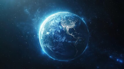 Fototapeta premium Earth View From Space Featuring North America with City Lights