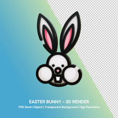 Cute Easter Bunny 3D Render with Transparent Background