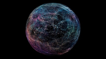 Obraz premium Abstract digital Earth with glowing network connections, representing global internet, data transfer, and connectivity. Futuristic illustration in modern digital art style.