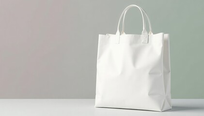 White cotton shopping bag, folded handles, clean surface, elegant, clean, isolated
