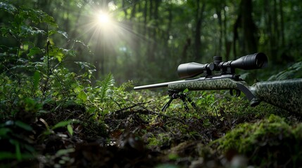 Hunting experience in a lush forest wildlife adventure nature photography serene environment close-up perspective