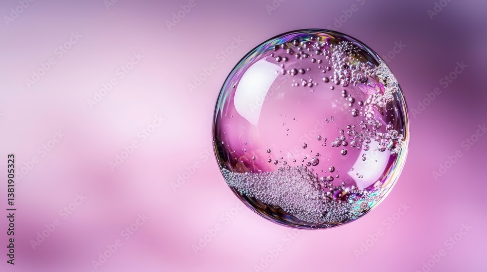 Aufkleber captivating bubble action close-up photography abstract art soft pink background unique perspective 