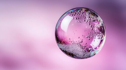 Captivating bubble action close-up photography abstract art soft pink background unique perspective fluid dynamics