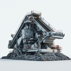A large rock crusher with heavy-duty conveyor system built for efficient rock processing
