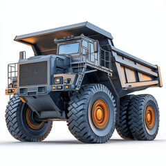 Obraz premium A powerful dump truck with heavy-duty wheels and a raised bucket for tough jobs