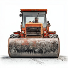 A steamroller with its drum in focus, creating a bold and powerful impact in construction operations