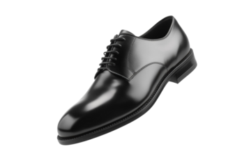 Black shoe with a white lace, isolated