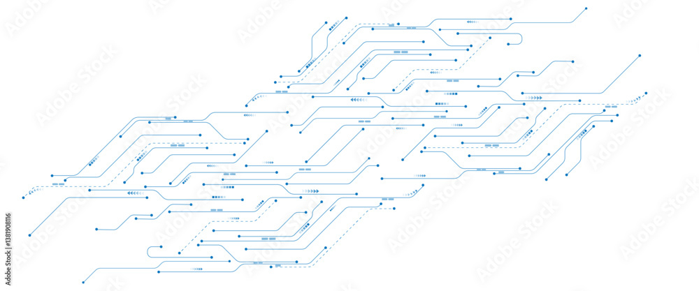 Fototapete abstract digital technology futuristic internet network speed connection white and blue background. 