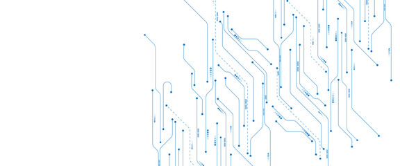 Obraz premium Abstract technology background with circuit board texture. Technology background with crossed lines and dots.