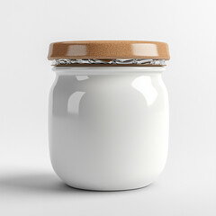 Nut butter jar with a foil seal, white ceramic jar with sleek design