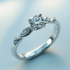 A diamond ring with a twisted white gold band and a stunning solitaire stone for a unique look