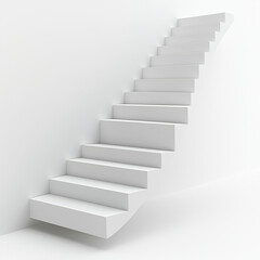 Obraz premium A floating staircase with white steps and no railing for a minimalist and modern aesthetic