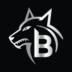 
Fox head Vector illustration. Letter B Monogram design wolf face vector  template.