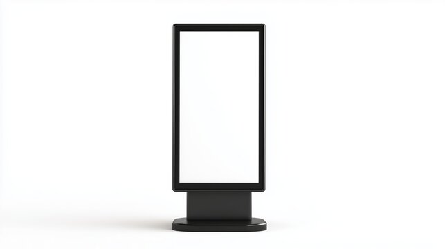 Modern blank digital display stand on white background for advertising or information