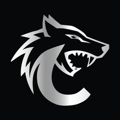 
Fox head Vector illustration. Letter C Monogram design wolf face vector  template.