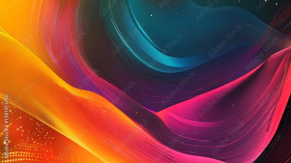 Poster abstract waves of vibrant color flow and intertwine, creating a dynamic and visually engaging artwor