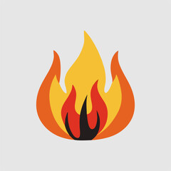 Burning fire vector illustration isolated on white background with realistic flames