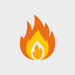 Blazing fire vector icon with bright flames for hot temperature and heat concepts