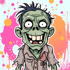Fototapeta premium cartoon zombie with a skull
