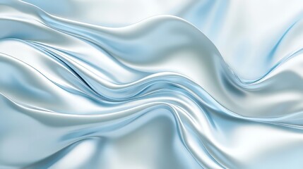 Fototapeta premium Silken Waves: Light blue fabric ripples and flows, creating elegant curves and highlights in a mesmerizing display.