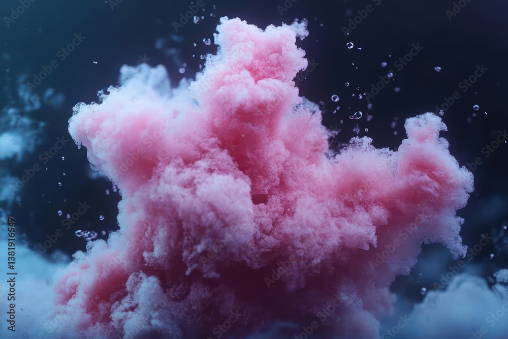 Aufkleber abstract cloud formation of pink particles against dark background with water droplets. delicate tex