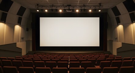 Empty movie theater screen.