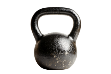 Vintage Cast Iron Kettlebell, Weathered Texture, Isolated on White