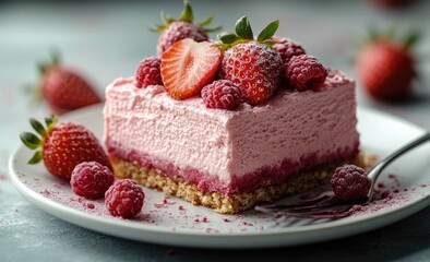 Pink Strawberry Raspberry Cream Cake
