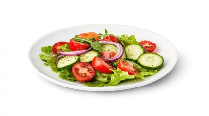Fresh Vegetable Salad with Tomatoes, Cucumbers, and Greens
